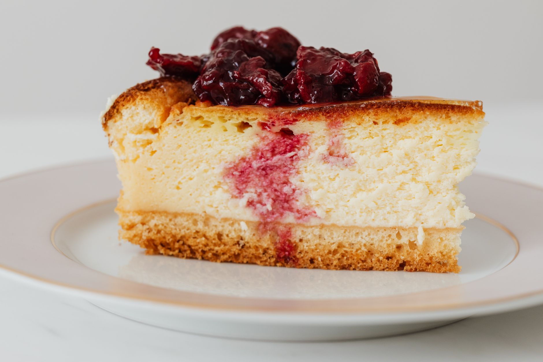 Creamy homemade cottage cheese cheesecake in a ramekin