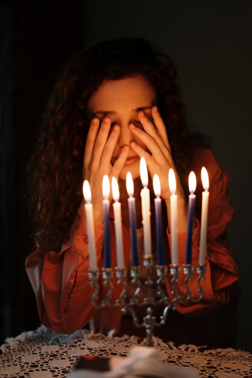 Free Woman With Candles Stock Photo