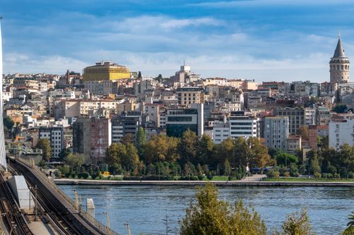 Free A captivating view of Istanbul's skyline featuring the iconic Galata Tower and urban landscape. Stock Photo