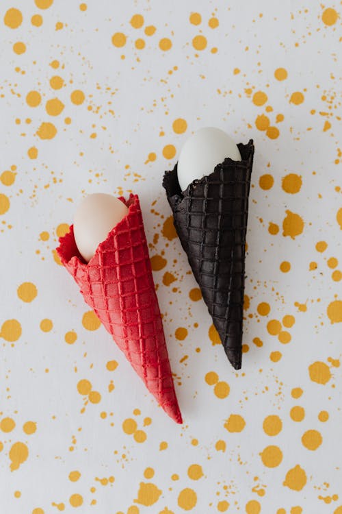 Eggs in Red and Black Cones