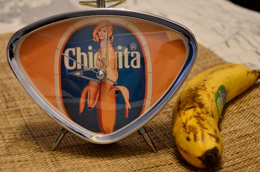Free stock photo of inside, clock, banana, fruit