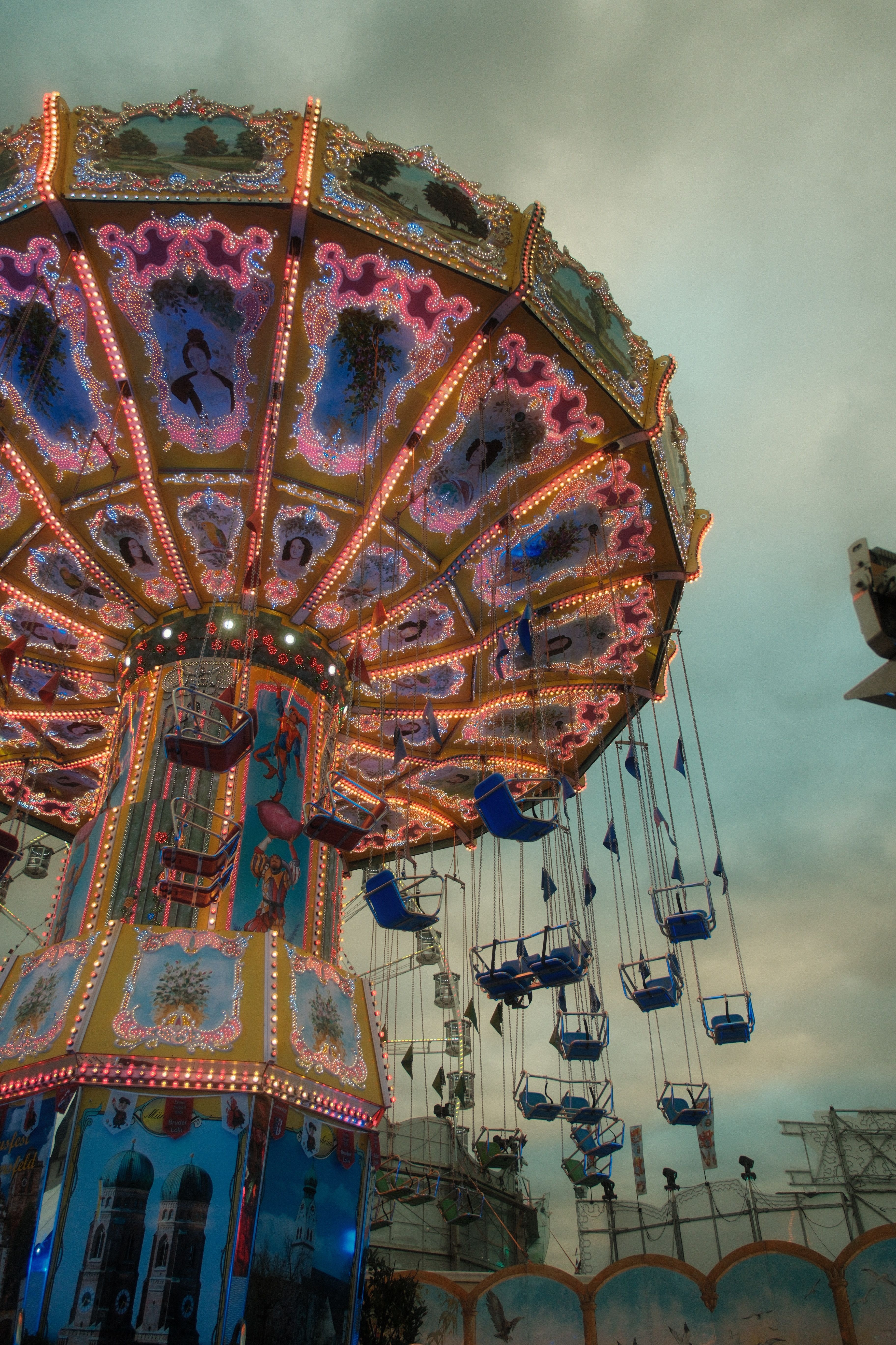 Colorful Swing Ride at Sunset Carnival · Free Stock Photo