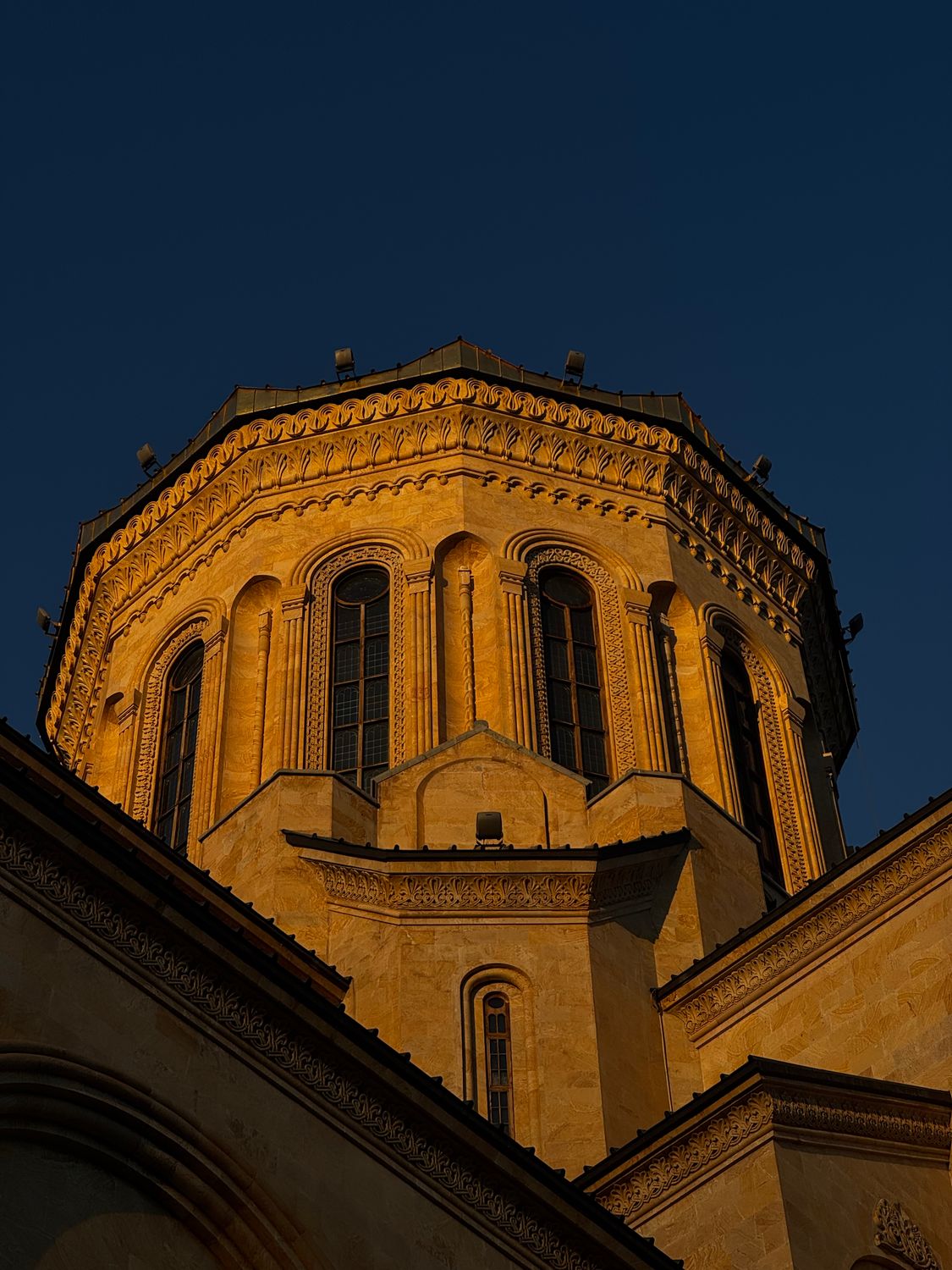 Golden Holy Trinity Golden Sunlight on Tbilisi Holy Trinity Cathedral · Free Stock Photo