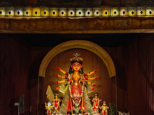 Free Colorful Durga idol during the Hindu festival celebration in Kolkata, India. Stock Photo