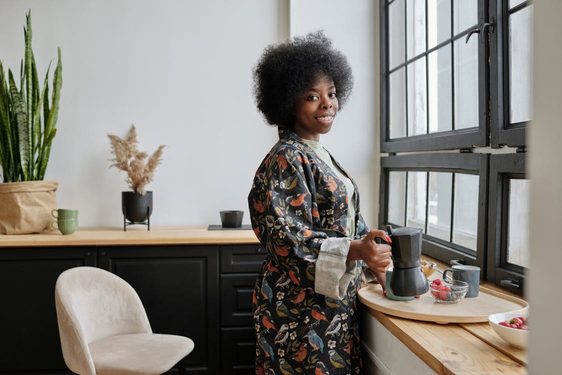 Free Happy Woman Having Breakfast Stock Photo