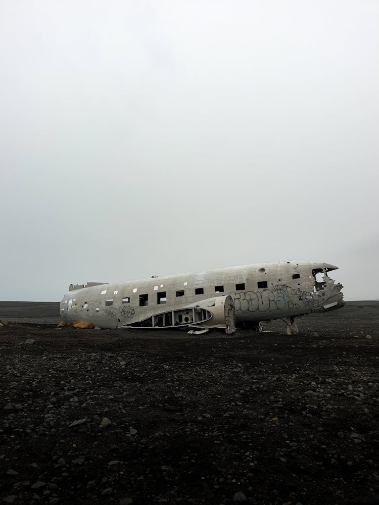 Airplane Wreckage On Scrapyard