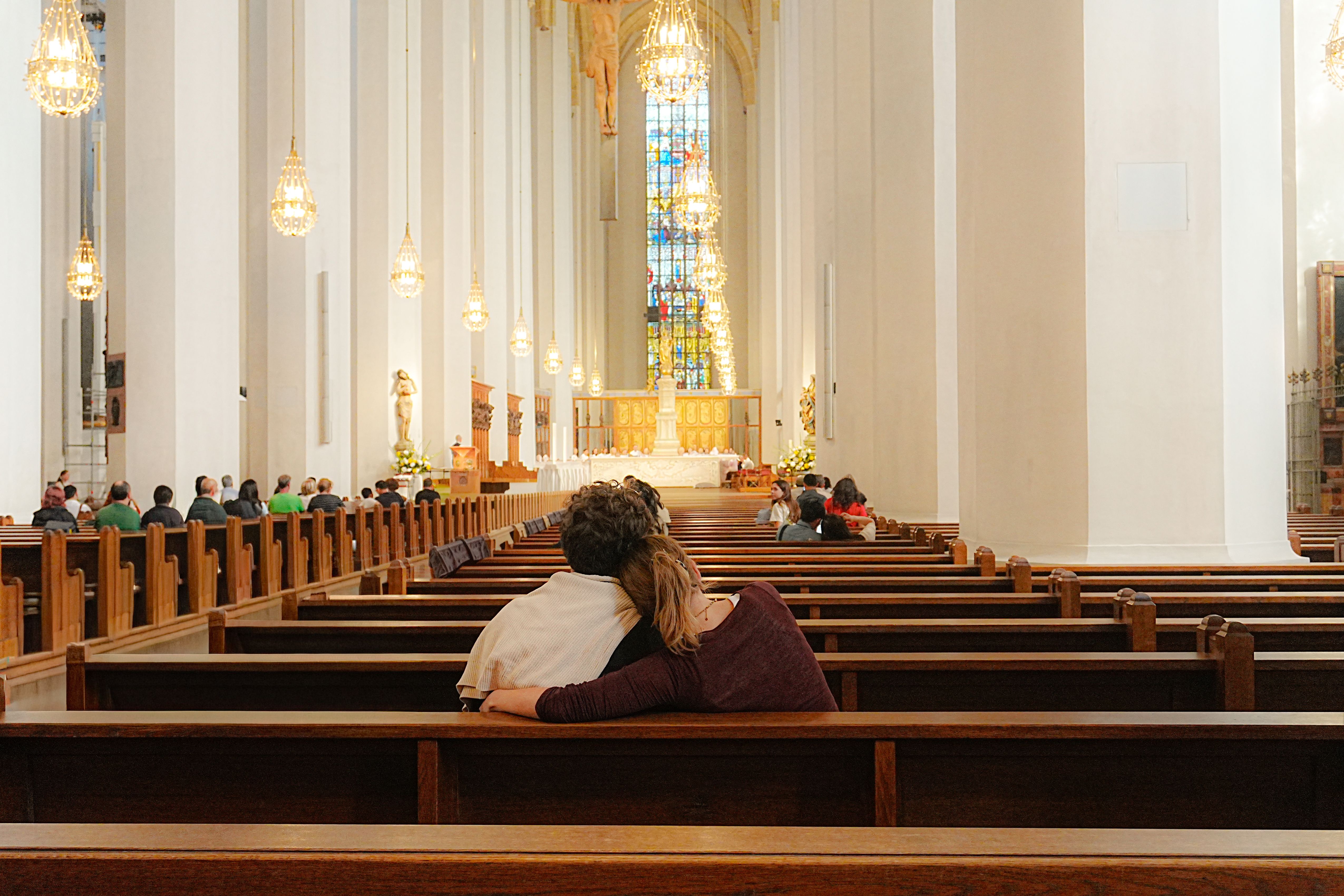 Romantic Couple in Munich Church Interior · Free Stock Photo