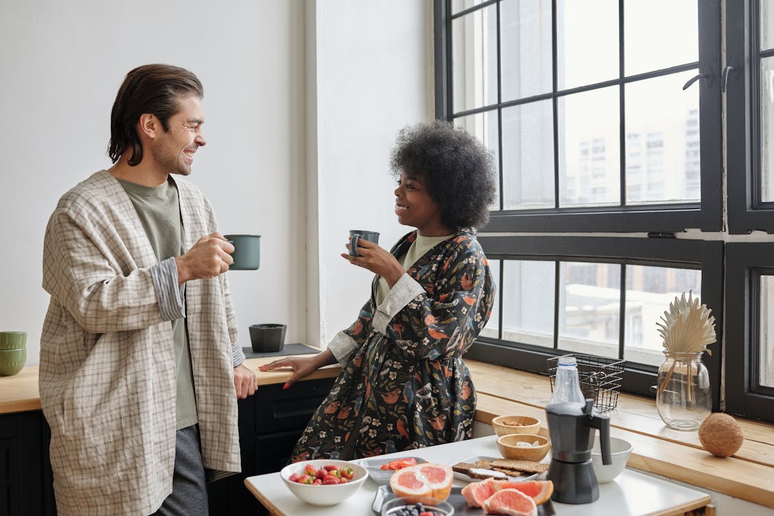 Free Happy Couple Having Breakfast Stock Photo