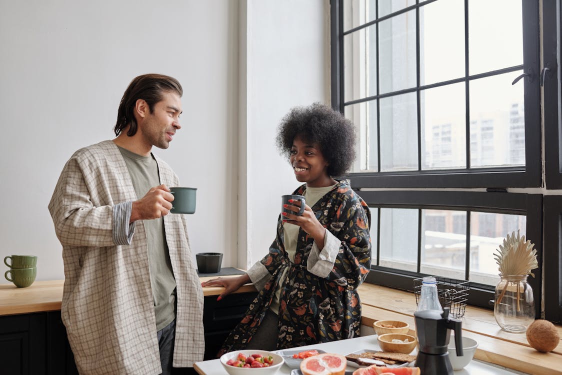 Free Happy Couple Having Breakfast Stock Photo