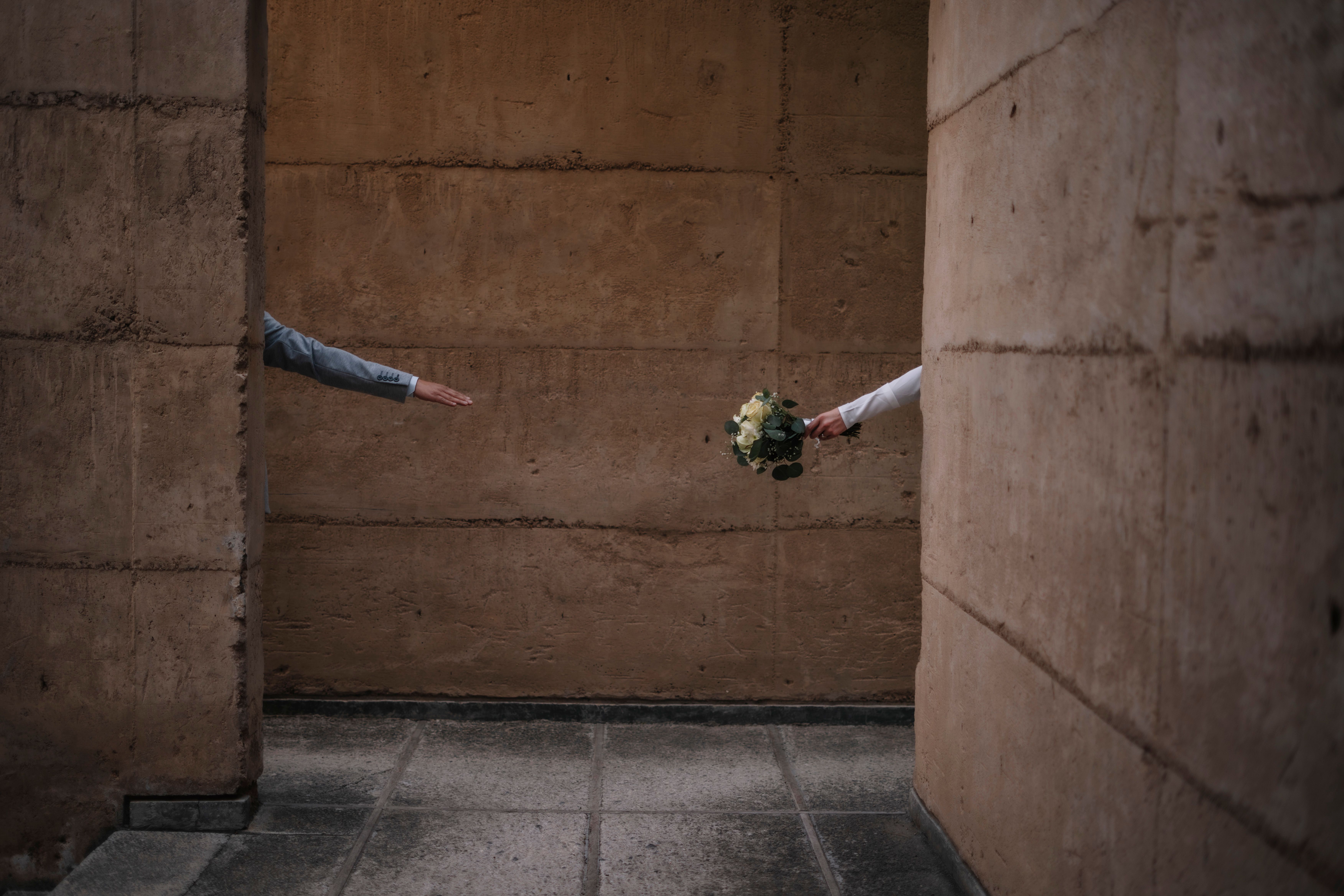 Creative Wedding Photo with Bride and Groom Hands · Free Stock Photo
