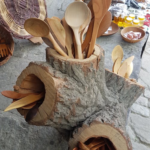 ホーム木製スプーン, 自家製の木のスプーンの無料の写真素材
