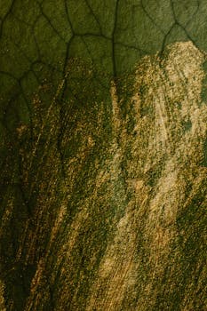 A textured abstract image with a combination of gold and green hues, evoking luxury and nature.