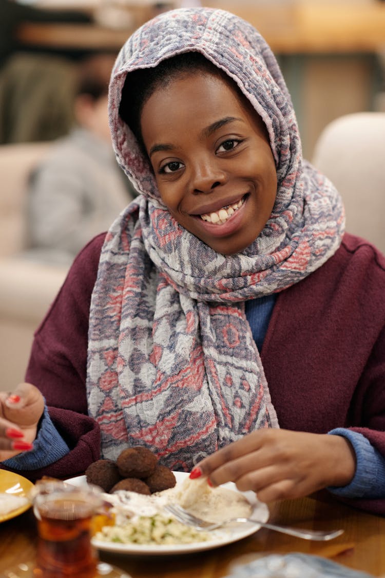 Portrait Of Muslim Woman In Restaurant