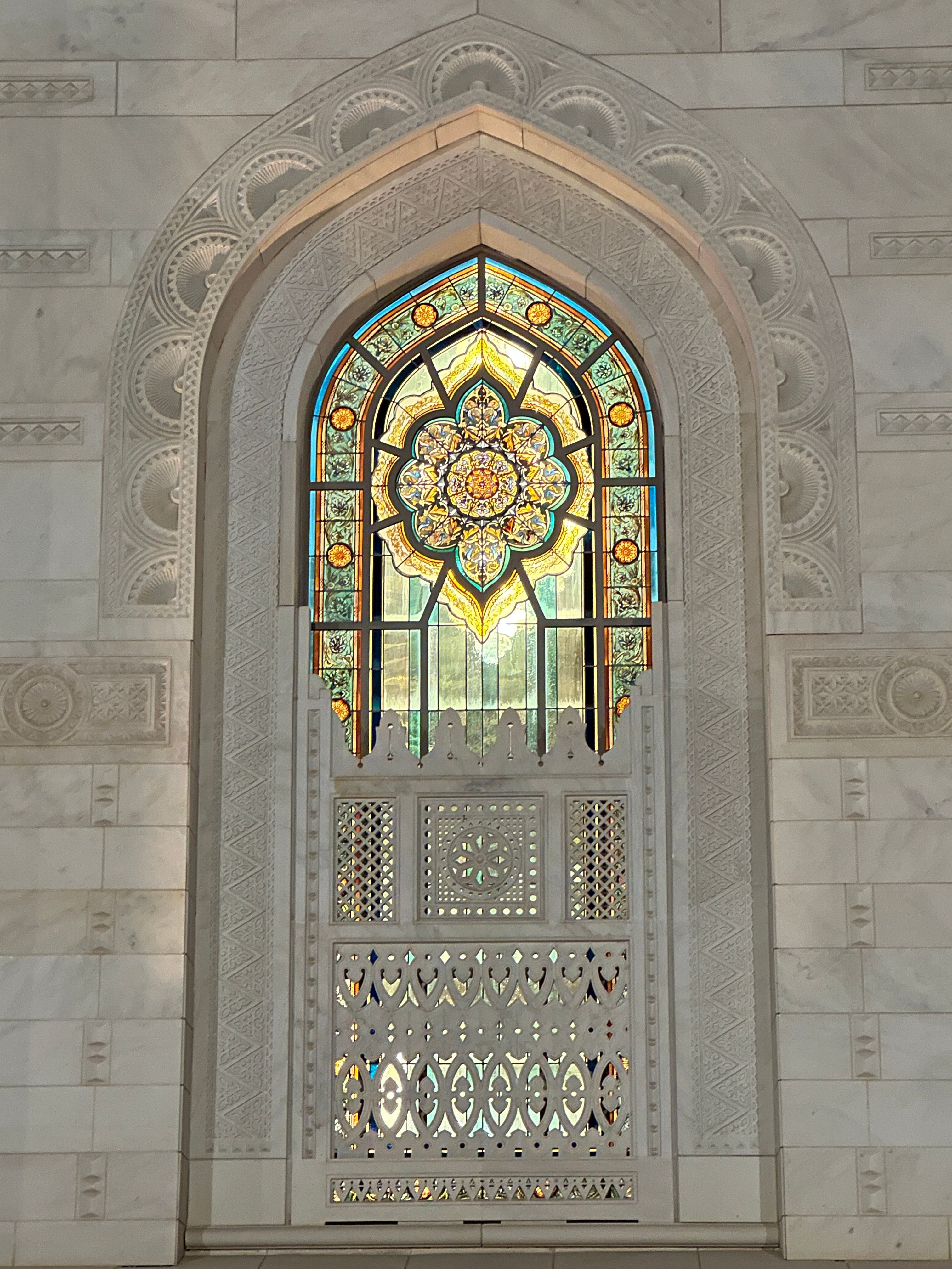 Elegant Islamic Stained Glass Window in Oman · Free Stock Photo