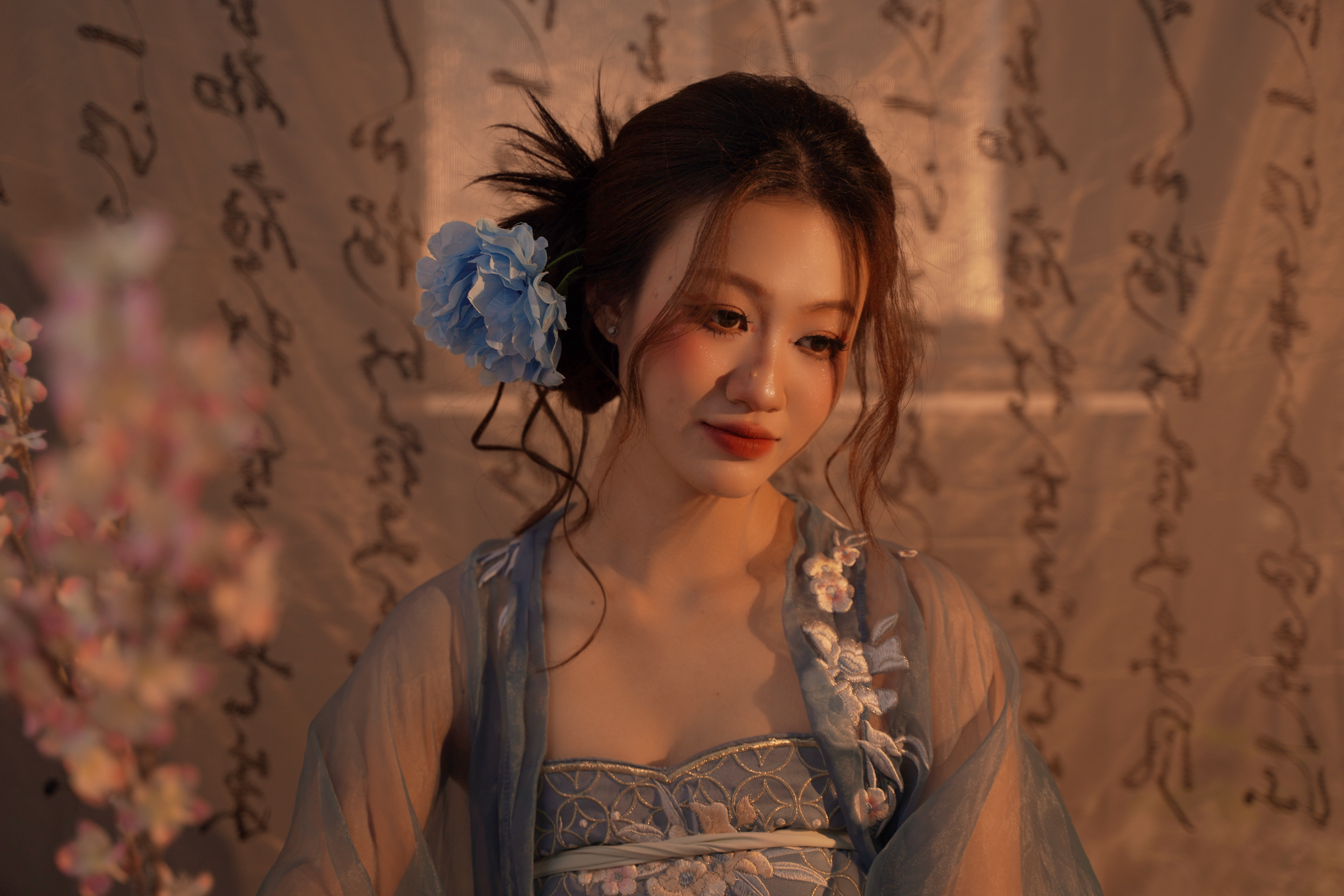 Traditional Asian Portrait with Floral Theme · Free Stock Photo