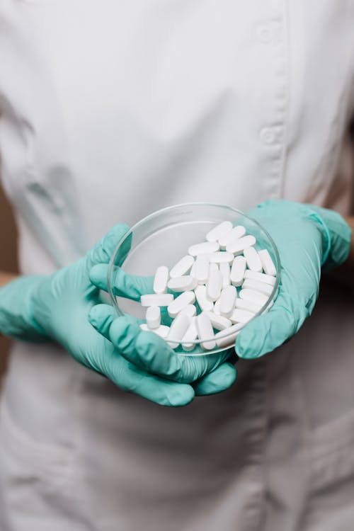 White Tablets on Petri Dish