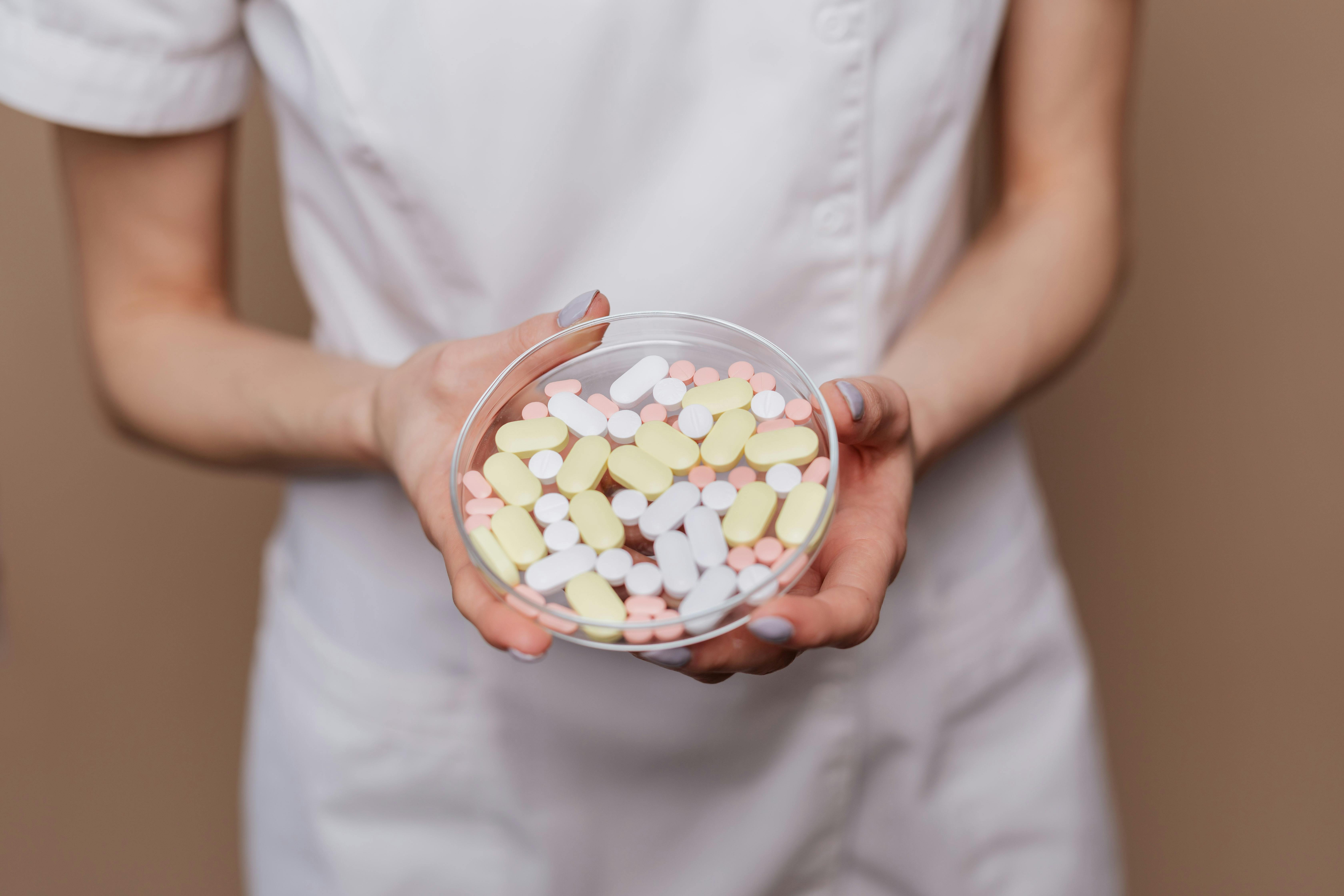 medicines on petri dish