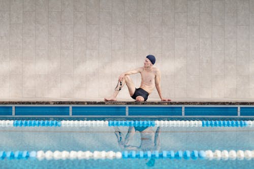 Man in Black Trunks in Swimming Pool