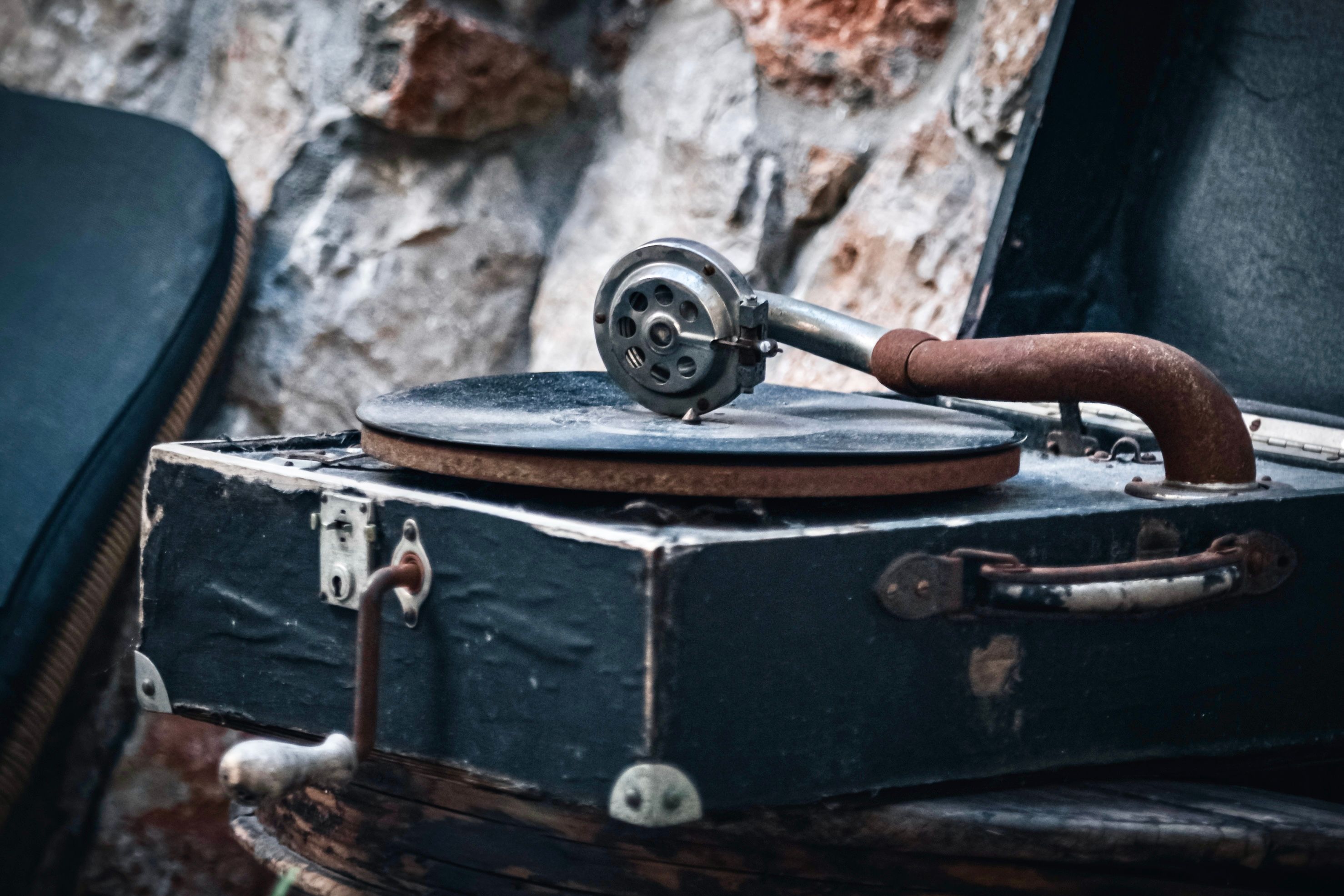 Vintage Phonograph with Rustic Background · Free Stock Photo