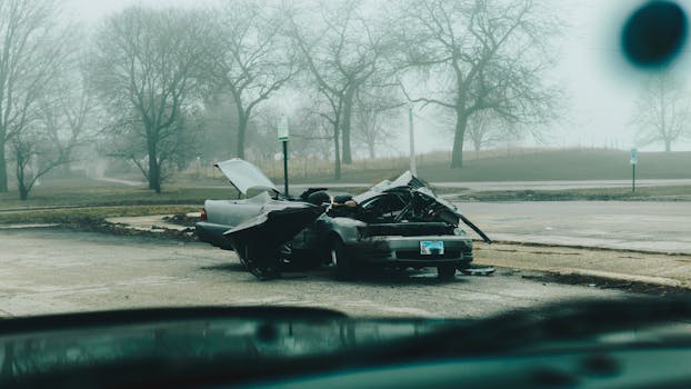 A Broken Car Parked Outside