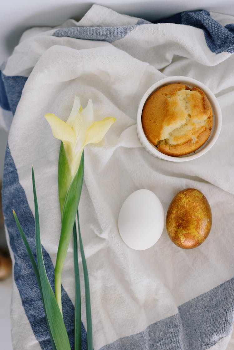 Delicious Panettone And Painted Egg For Easter Holiday