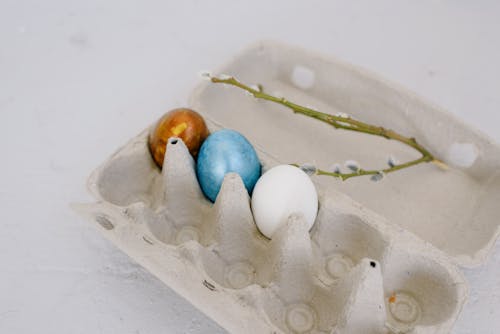 Free Egg Carton With Easter Eggs Stock Photo