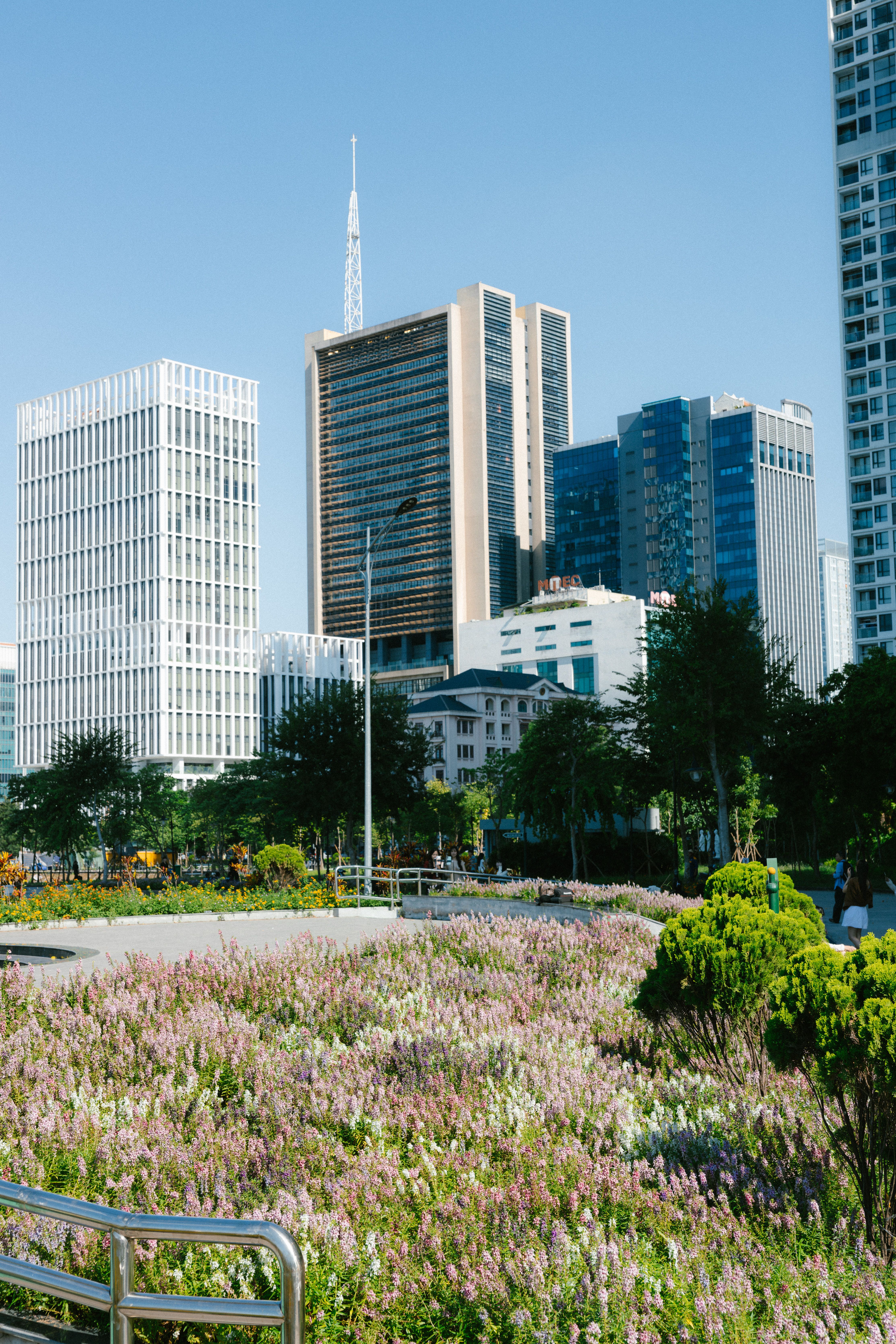 Modern Cityscape with Lush Urban Garden · Free Stock Photo