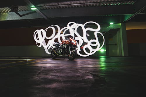 Motorcycle in Underground Car Park 