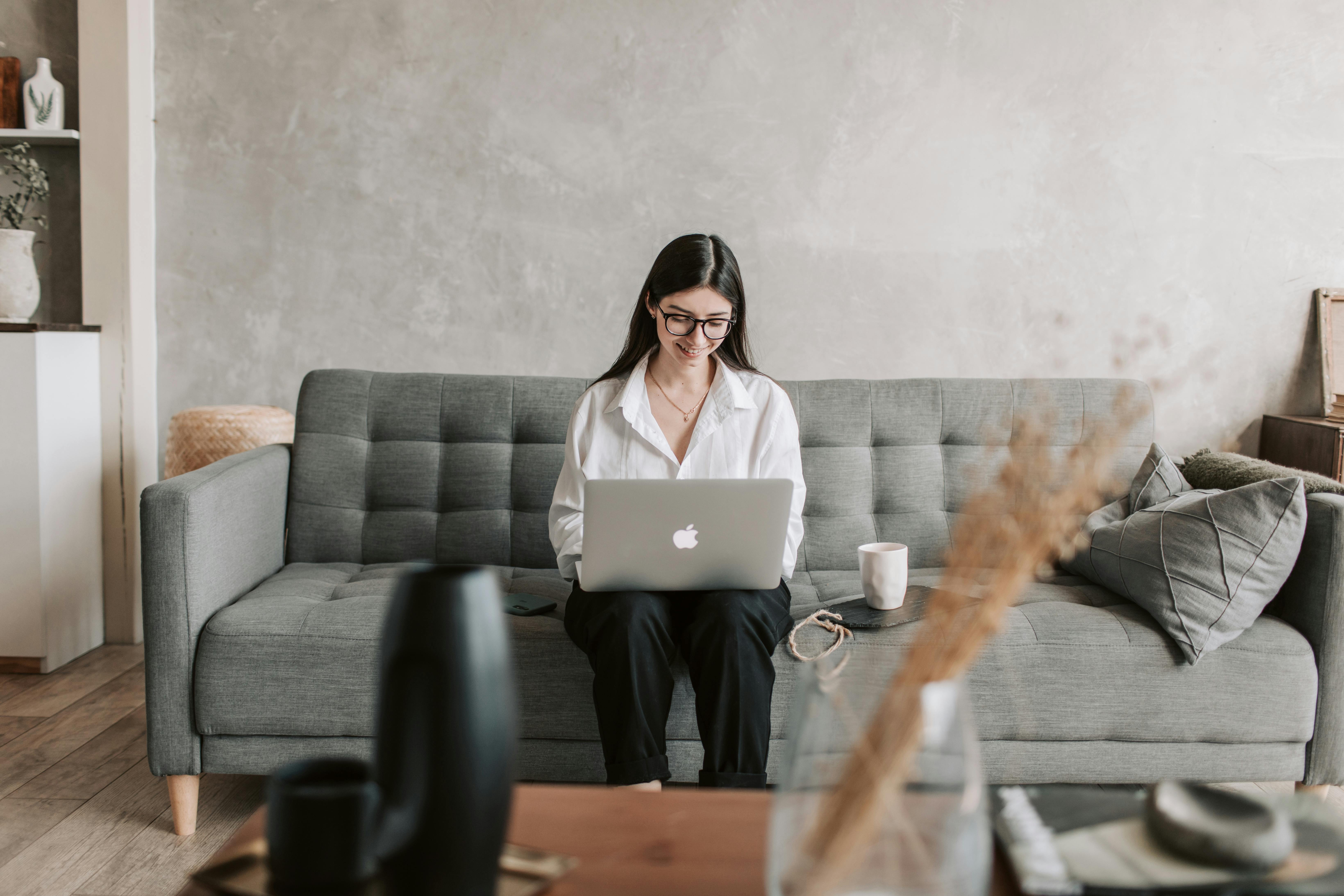 Woman Working At Home With Her Laptop \u00b7 Free Stock Photo