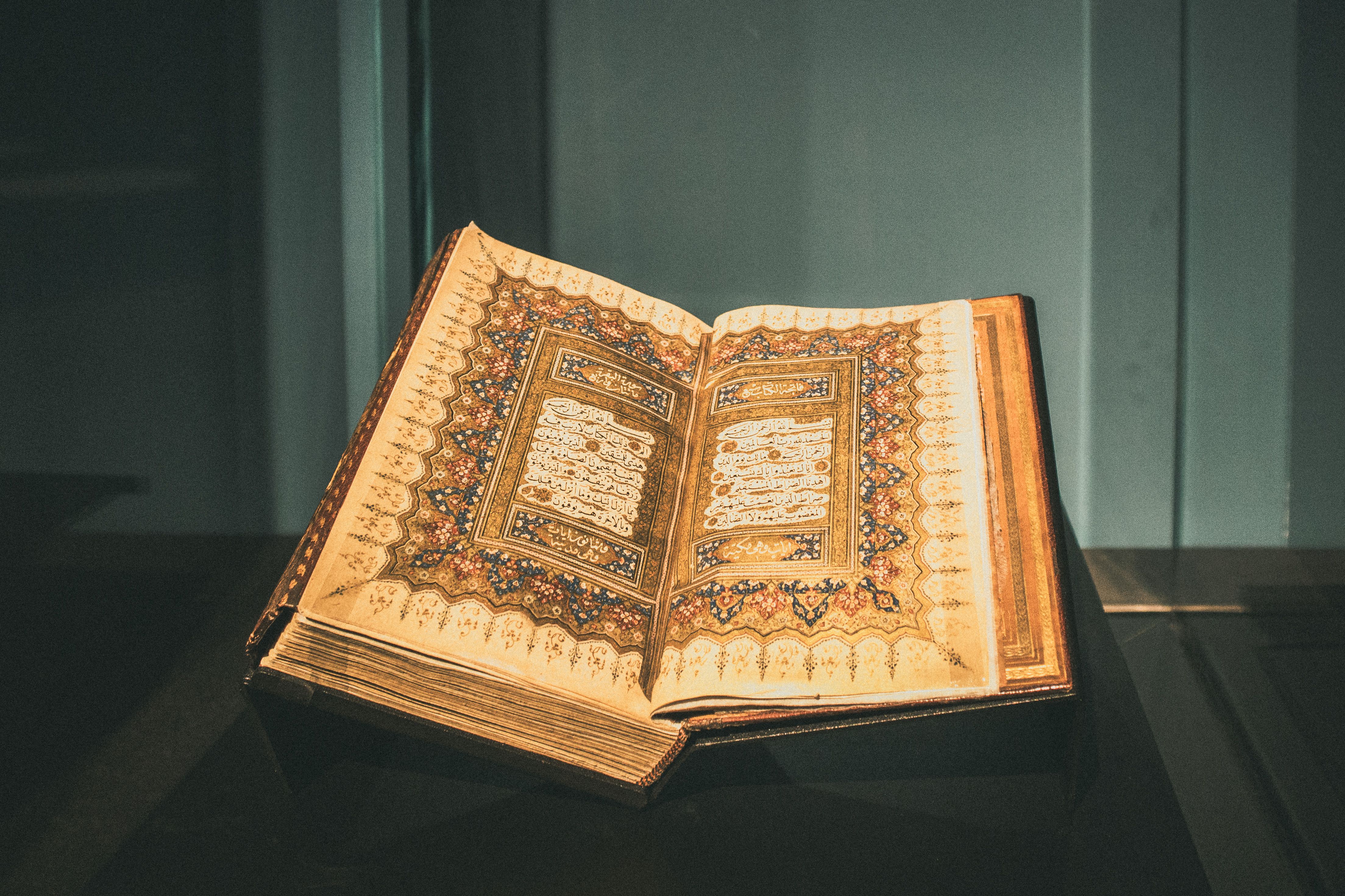 Beautifully Illustrated Ancient Manuscript on Display · Free Stock Photo