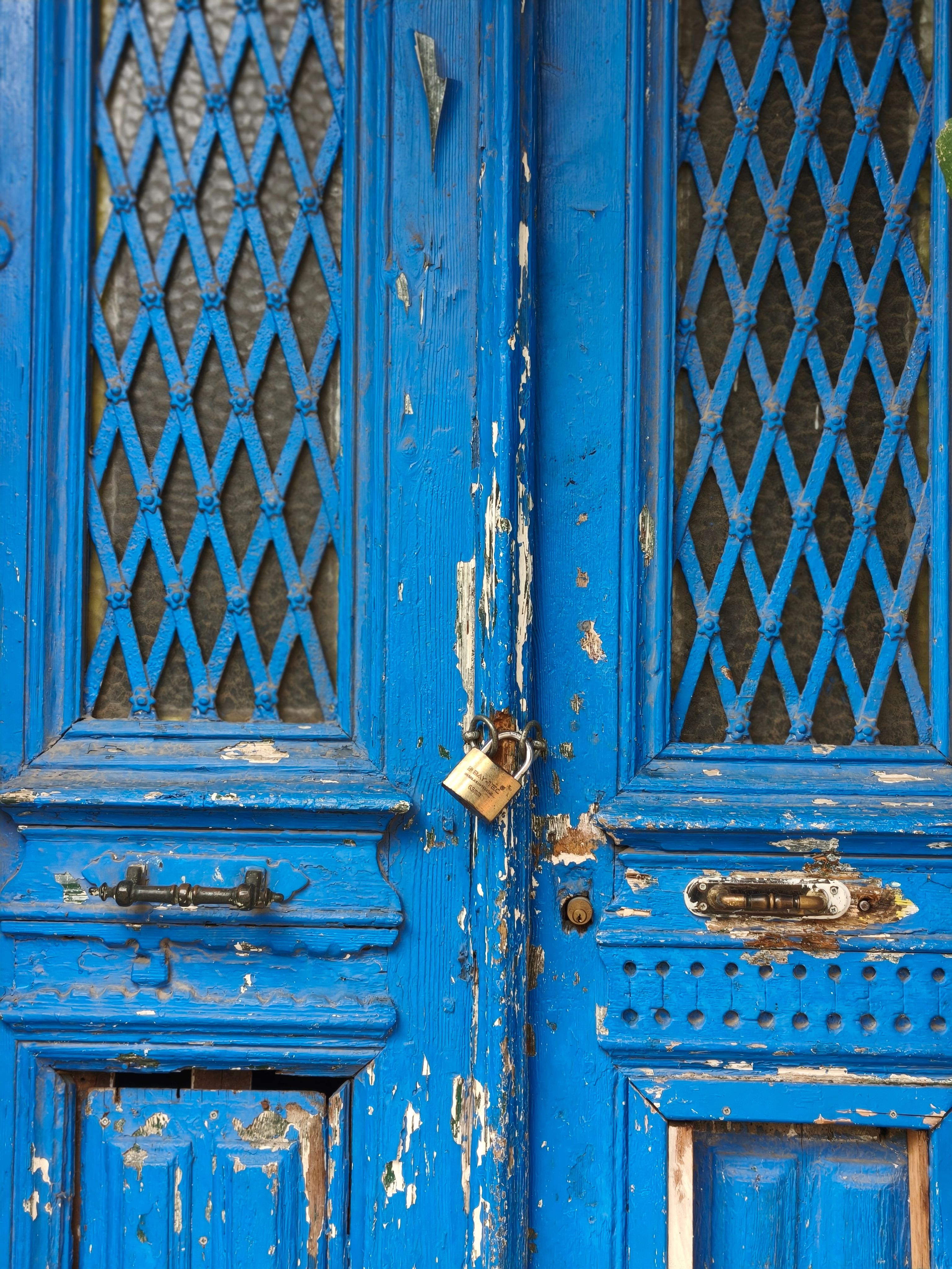 Old Blue Wooden Door with Padlock · Free Stock Photo