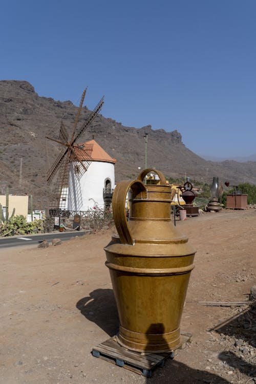 Installation of old fashioned jug or rural area on sunny day