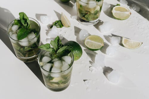 Free Close-Up Photo Of Glass With Mint Leaves Stock Photo