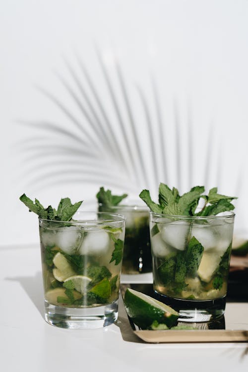 Photo Of Two Glasses With Mint Leaves