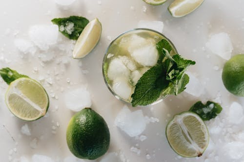 Close-Up Photo Of Glass With Mint Leaves