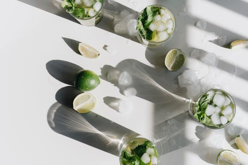 Photo Of Mint Leaves On Glasses
