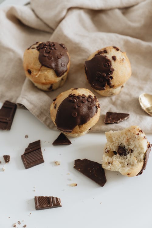 Free Photo Of Chocolate Muffins On Cloth Stock Photo