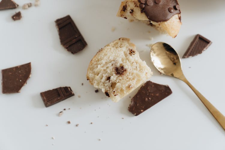 Overhead Shot Of A Chocolate Muffin