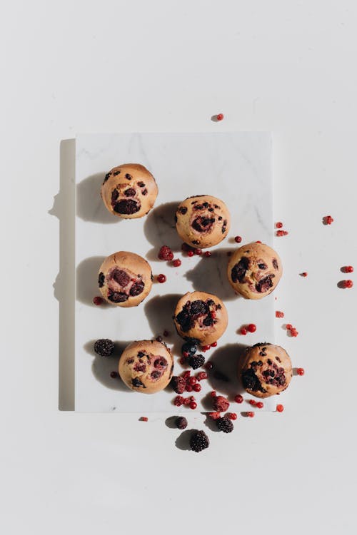 Free Photo Of Berry Muffins On Marble Surface Stock Photo