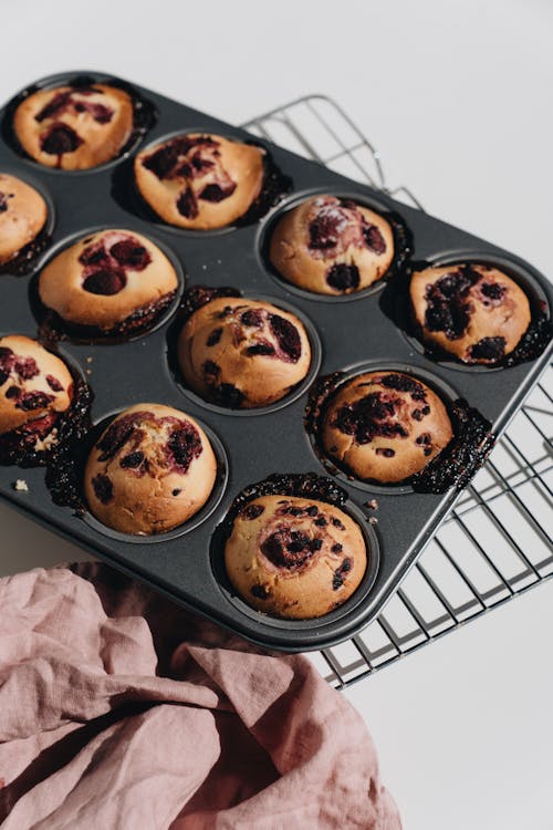 Free Photo Of Berry Muffins On Tray Stock Photo