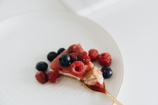 Selective Focus Photo a Cheesecake with Fruits