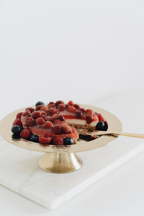 A Mixed Berries Cheesecake on the Cake Stand 
