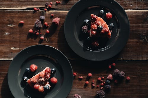 Free A Berries Cheesecake on the Plates Stock Photo