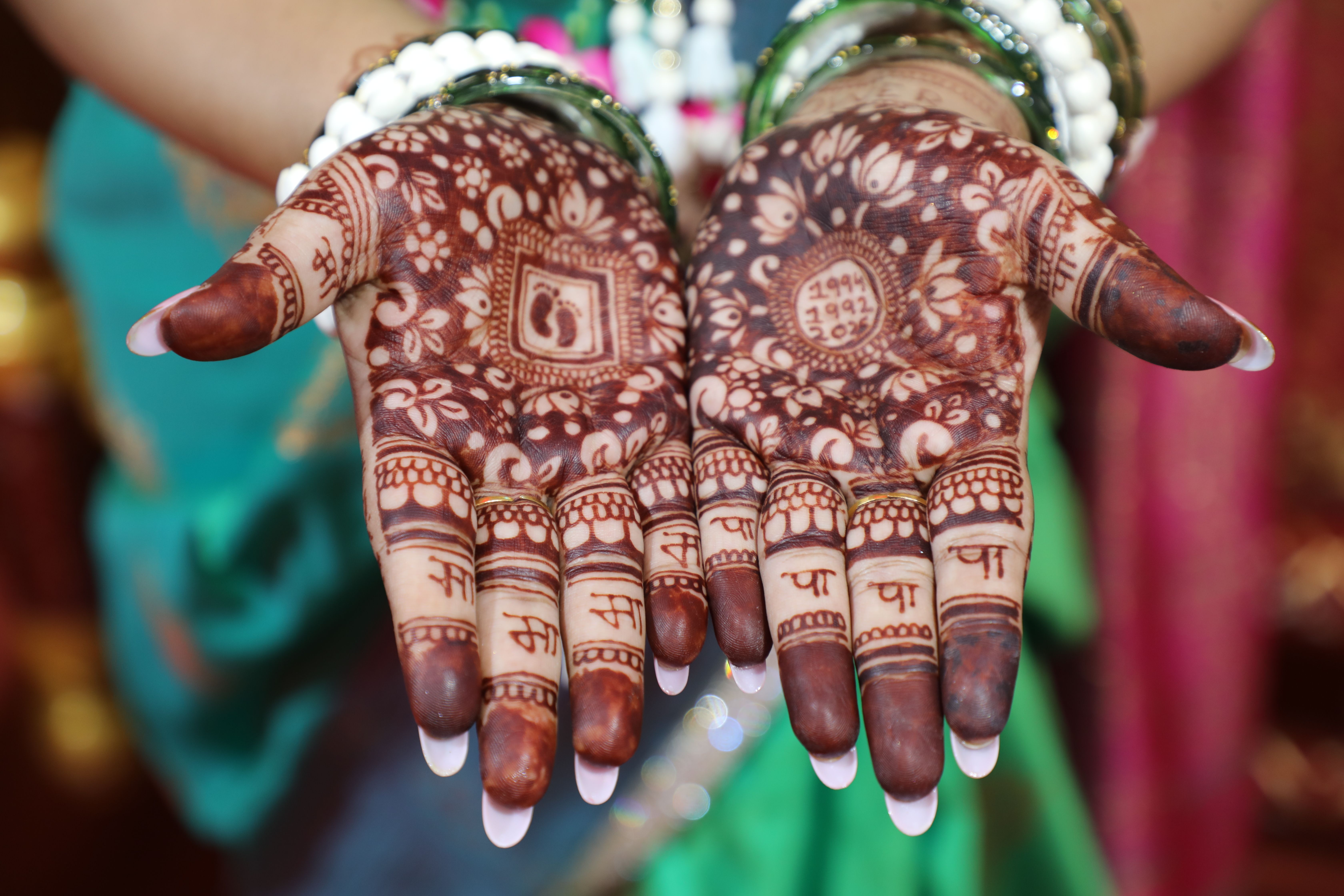 Intricate Mehndi Design on Open Hands · Free Stock Photo