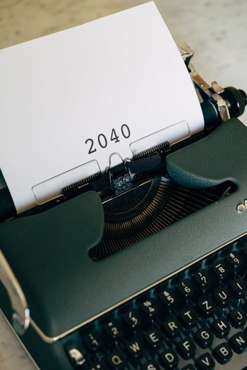 Free An Old Typewriter With 2040 Typed On Paper Stock Photo