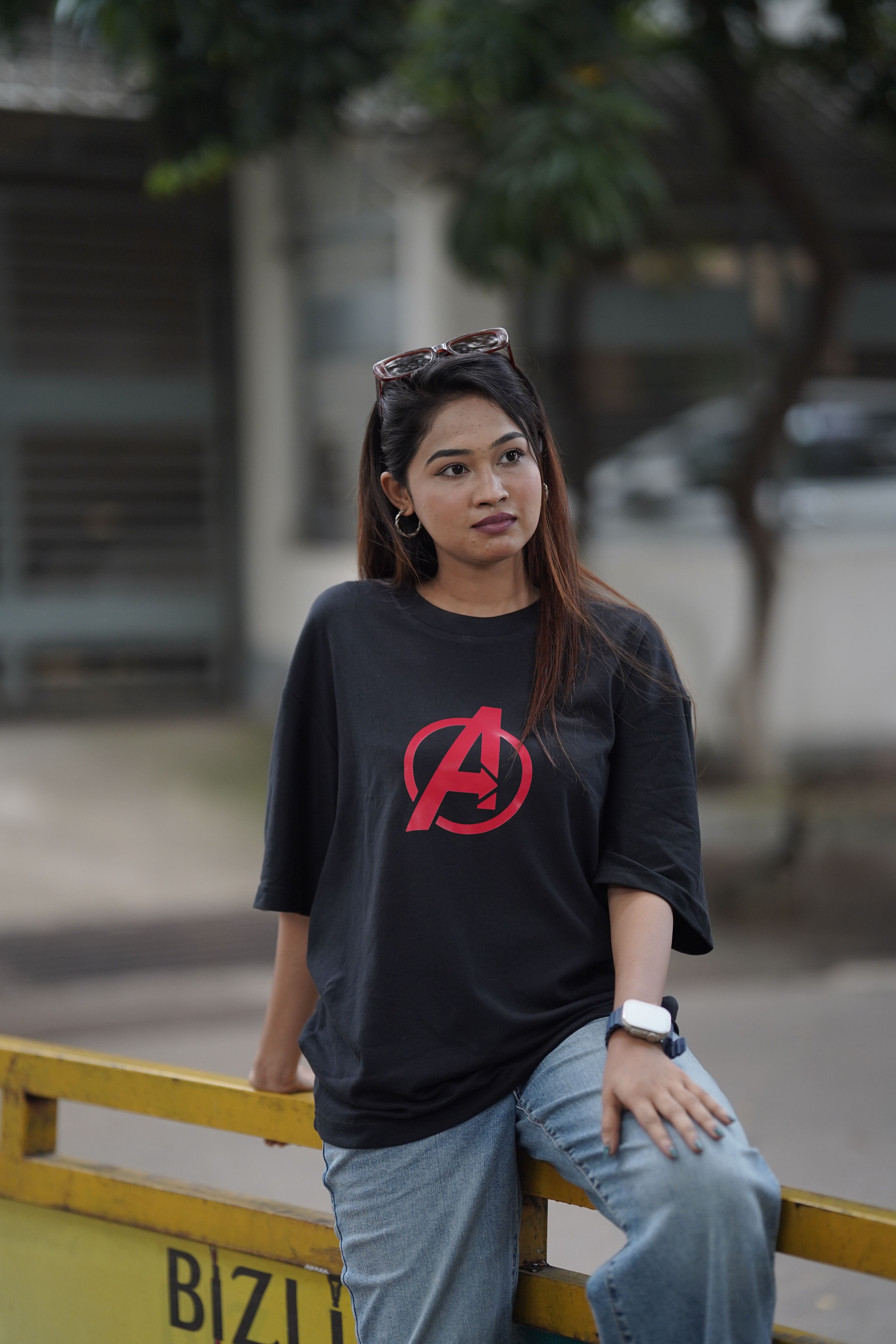 Camiseta Oversized Preta Estampada