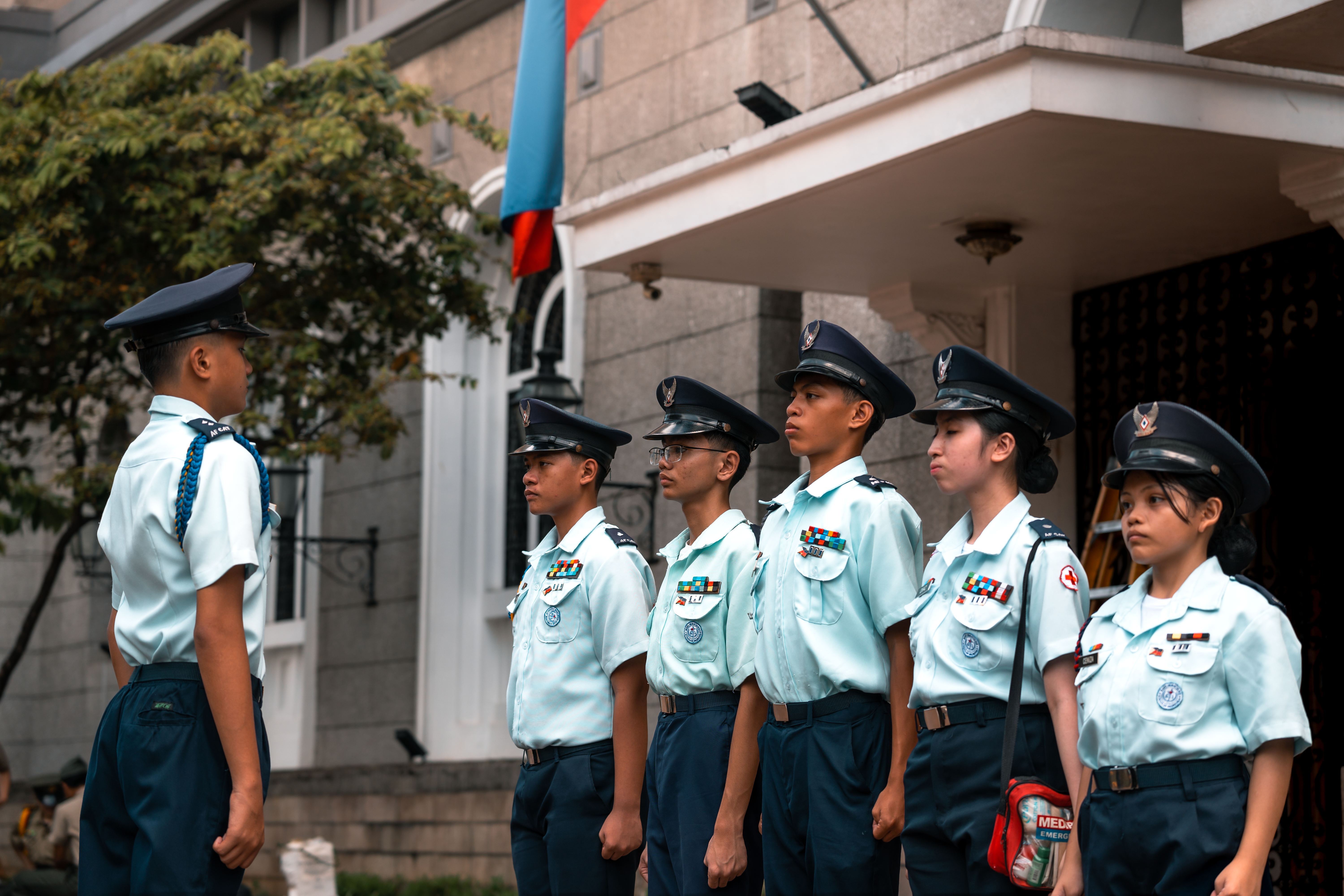 Manila school cadets in uniform during drill · Free Stock Photo