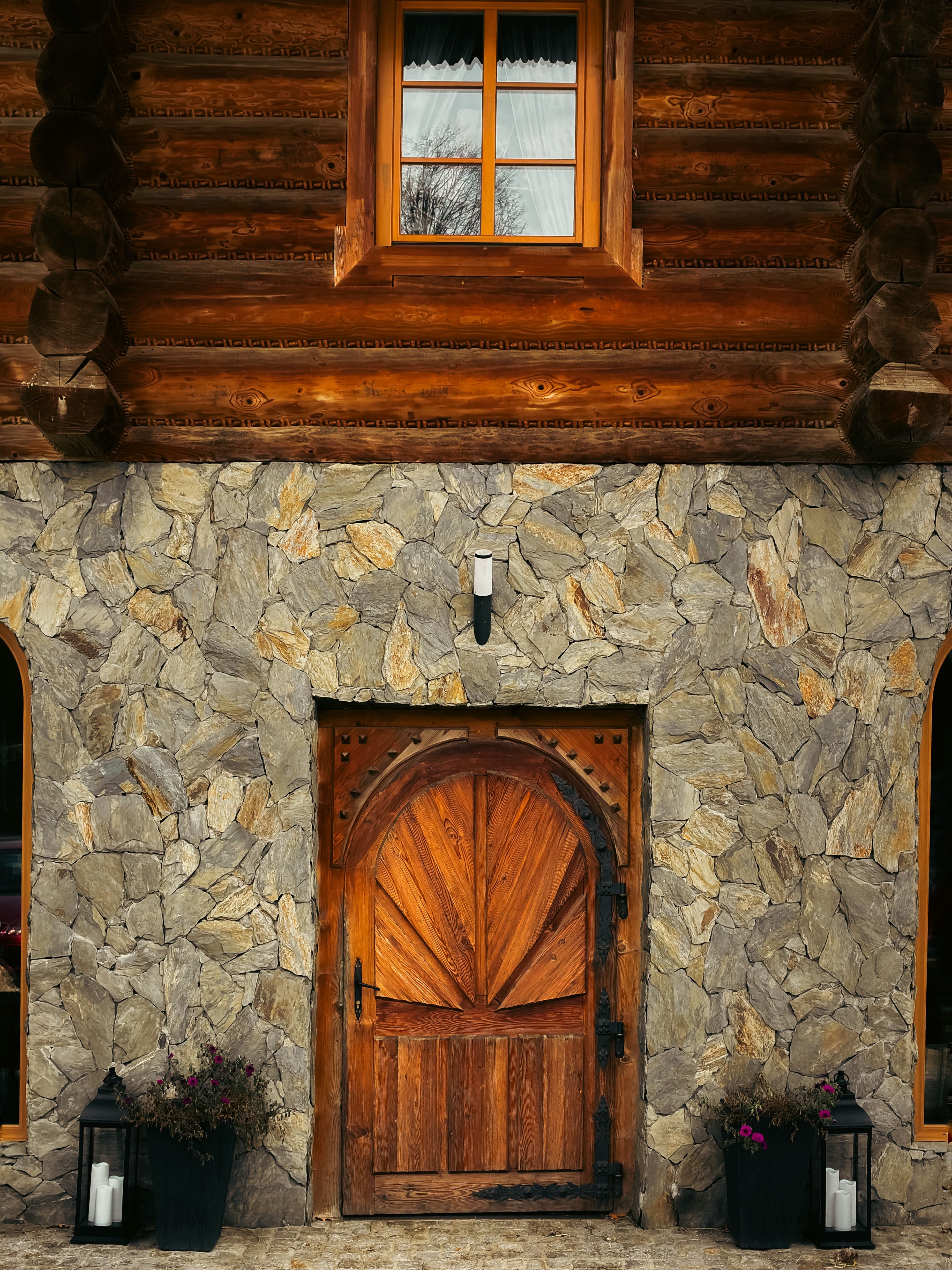 Rustic Wooden Door in Stone Wall Exterior · Free Stock Photo