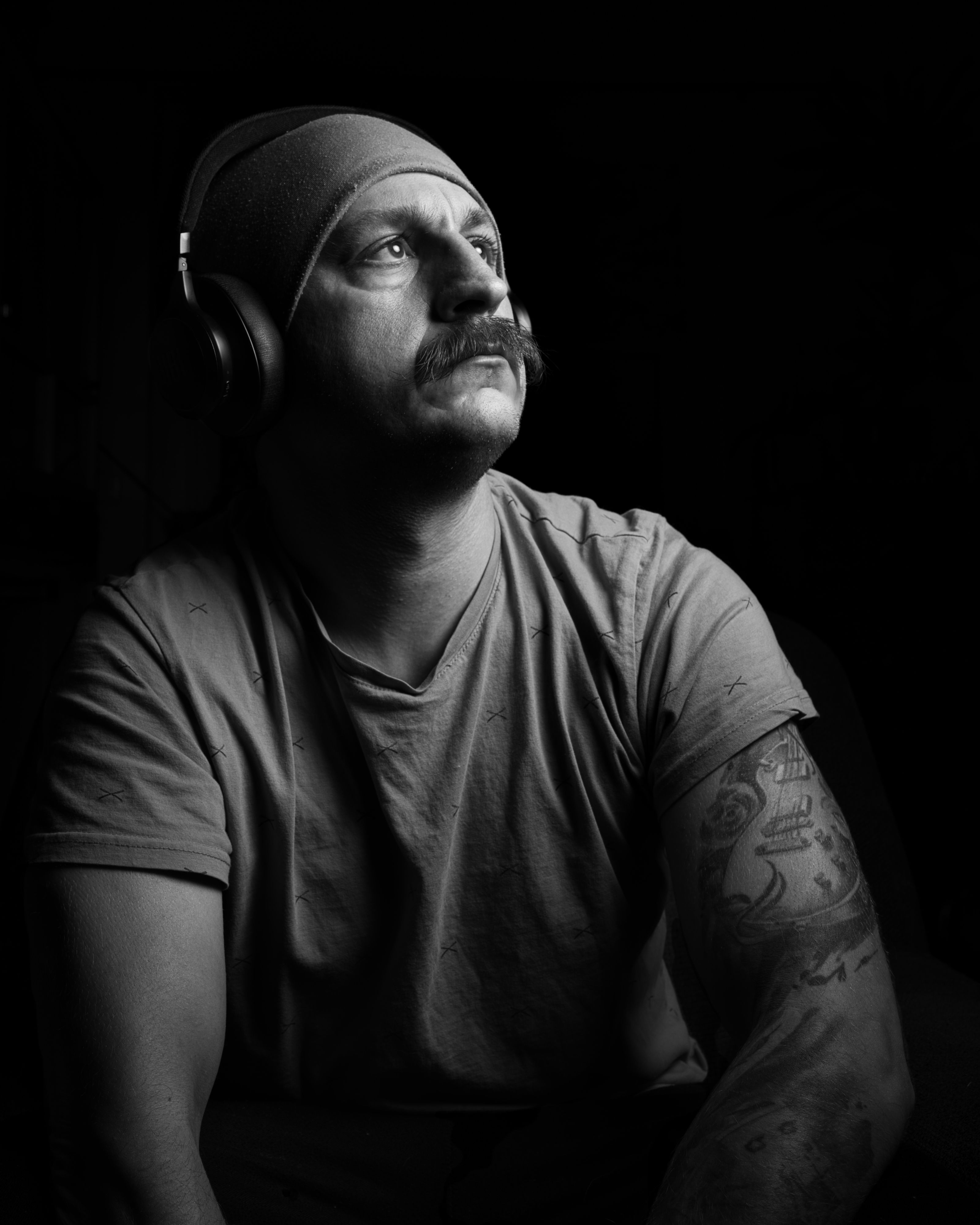 Dramatic Black and White Portrait of a Man · Free Stock Photo
