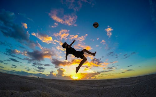 Free Man  Jumping on Mid Air  Stock Photo